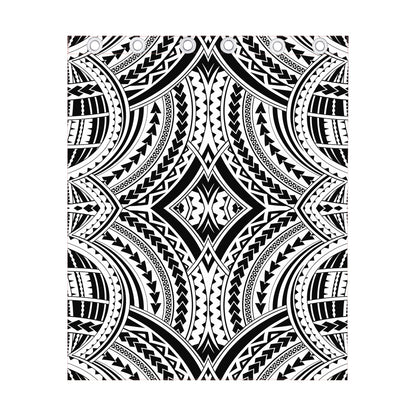 Maori Tribal Polynesian Tattoo Print Curtain