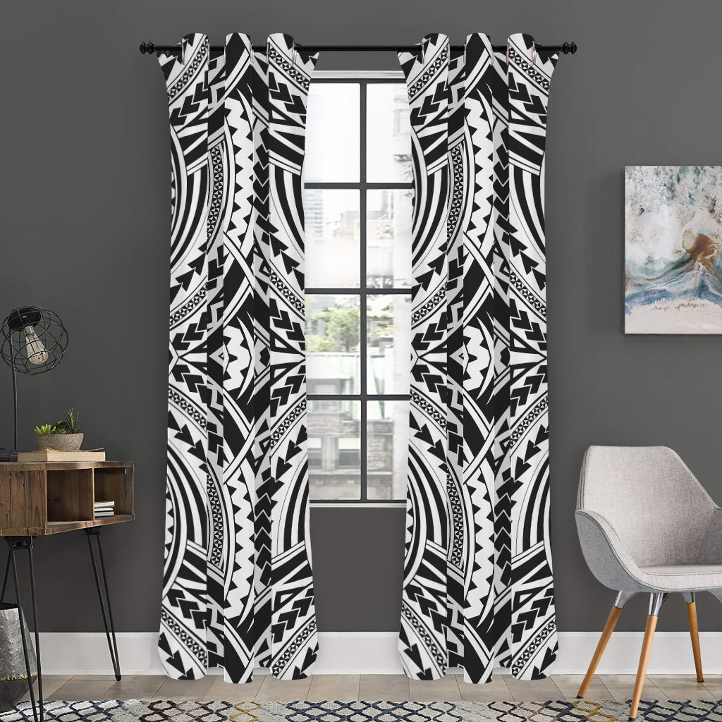 Maori Tribal Polynesian Tattoo Print Curtain