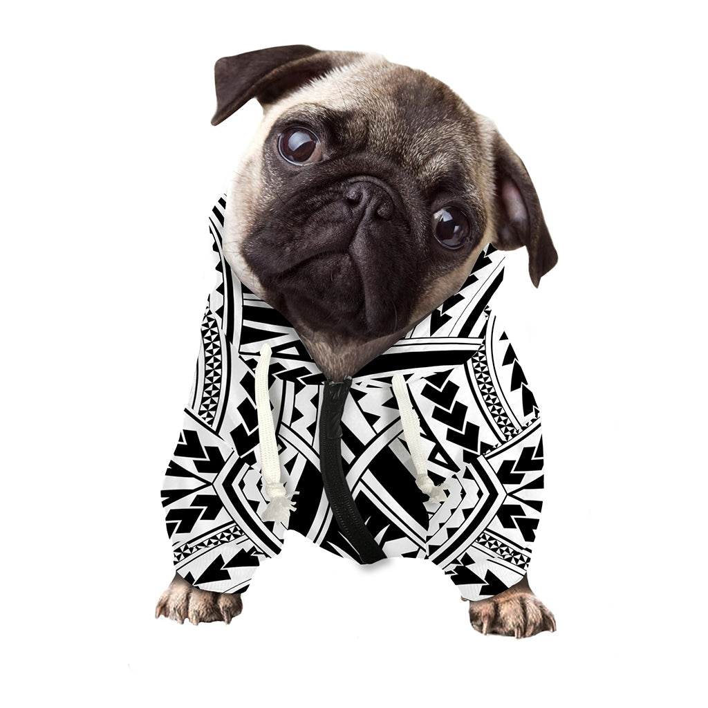 Maori Tribal Polynesian Tattoo Print Dog Zip Up Hoodie