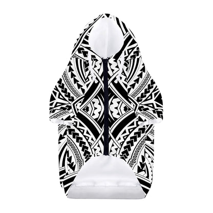 Maori Tribal Polynesian Tattoo Print Dog Zip Up Hoodie