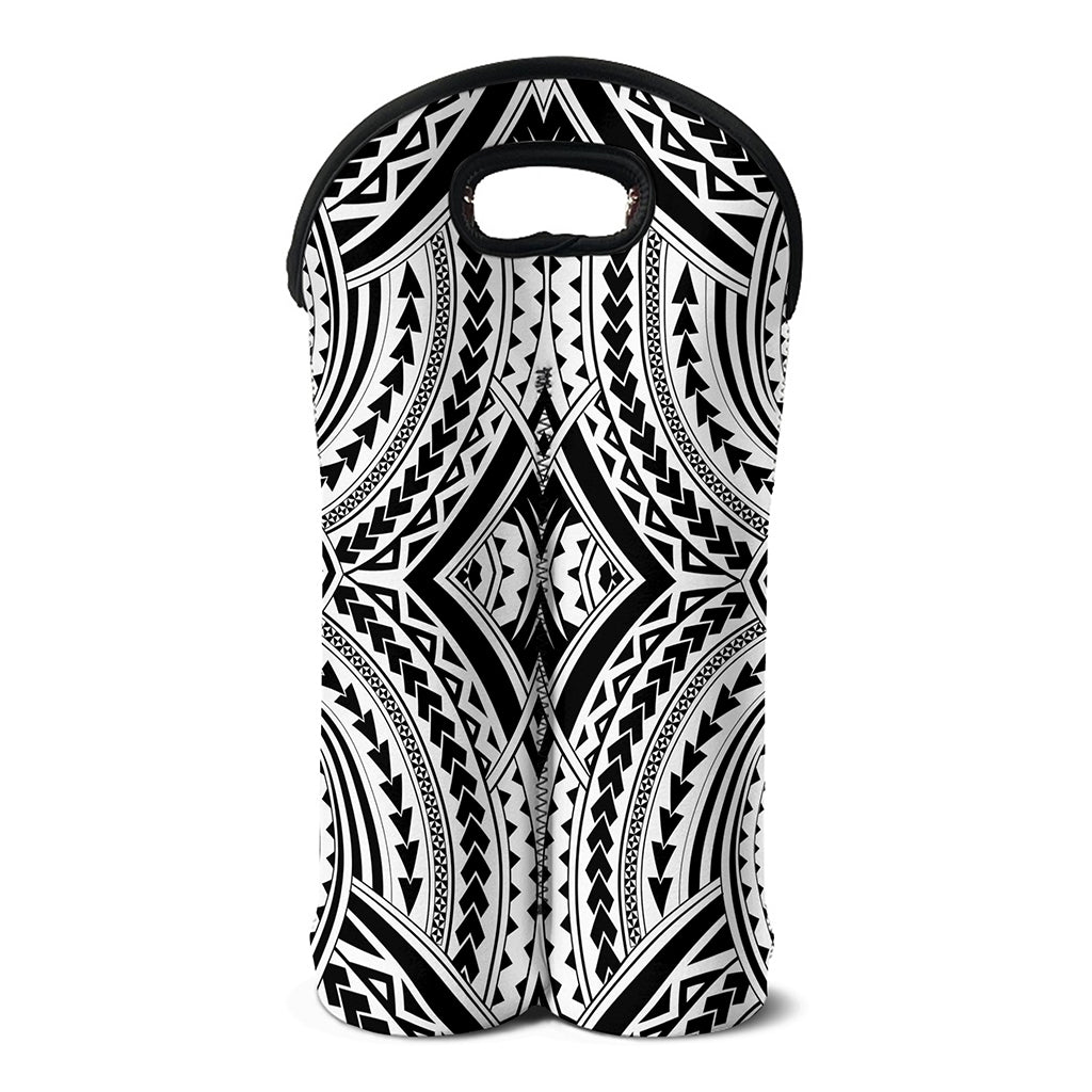 Maori Tribal Polynesian Tattoo Print Double Neoprene Wine Tote