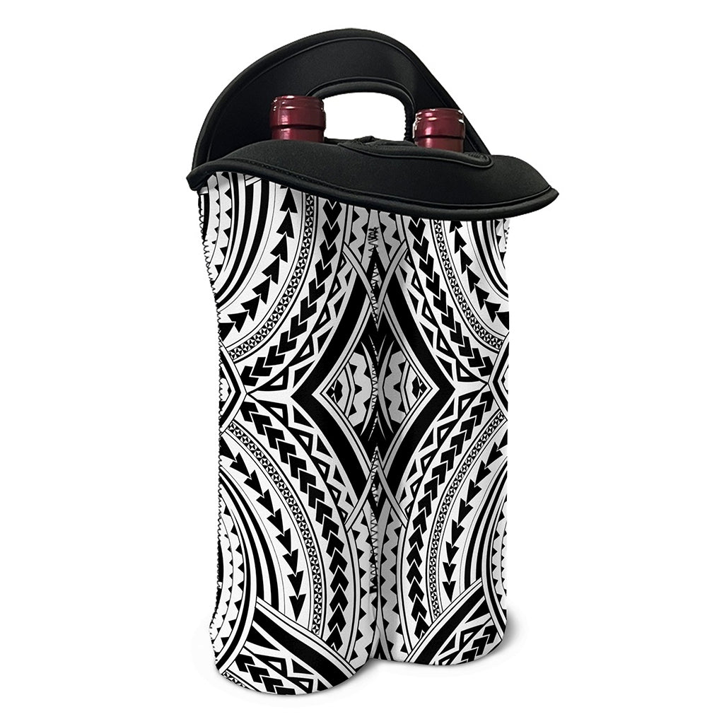 Maori Tribal Polynesian Tattoo Print Double Neoprene Wine Tote
