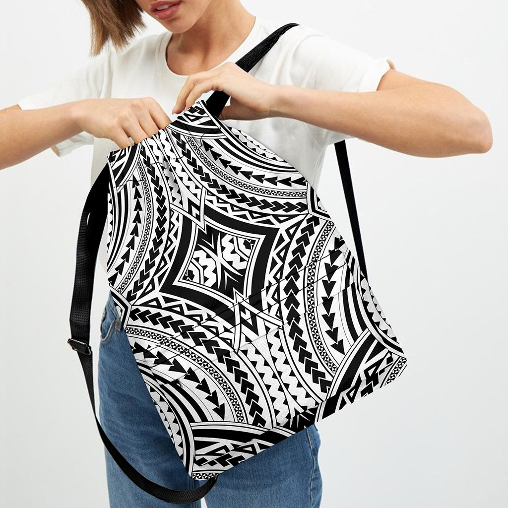 Maori Tribal Polynesian Tattoo Print Drawstring Backpack