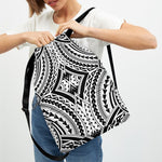 Maori Tribal Polynesian Tattoo Print Drawstring Backpack