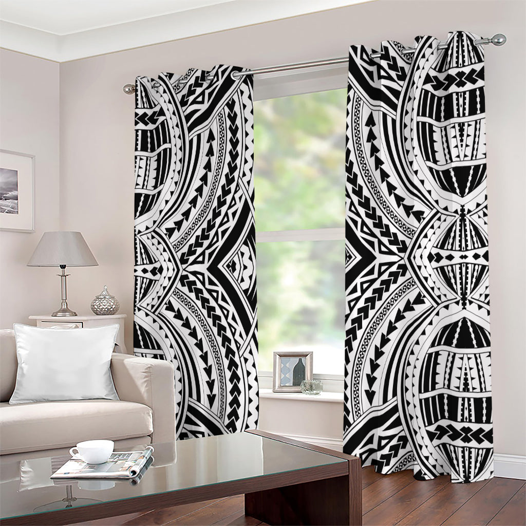 Maori Tribal Polynesian Tattoo Print Extra Wide Grommet Curtains