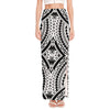 Maori Tribal Polynesian Tattoo Print High Slit Maxi Skirt