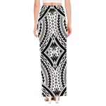 Maori Tribal Polynesian Tattoo Print High Slit Maxi Skirt