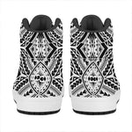 Maori Tribal Polynesian Tattoo Print High Top Leather Sneakers