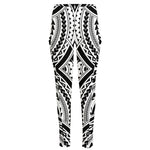 Maori Tribal Polynesian Tattoo Print High-Waisted Pocket Leggings