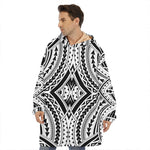 Maori Tribal Polynesian Tattoo Print Hoodie Blanket