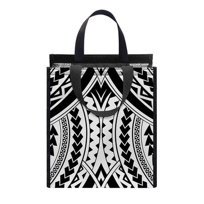 Maori Tribal Polynesian Tattoo Print Insulated Lunch Tote
