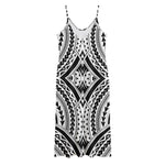 Maori Tribal Polynesian Tattoo Print Jersey Midi Cami Dress