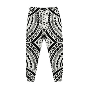 Maori Tribal Polynesian Tattoo Print Jogger Pants