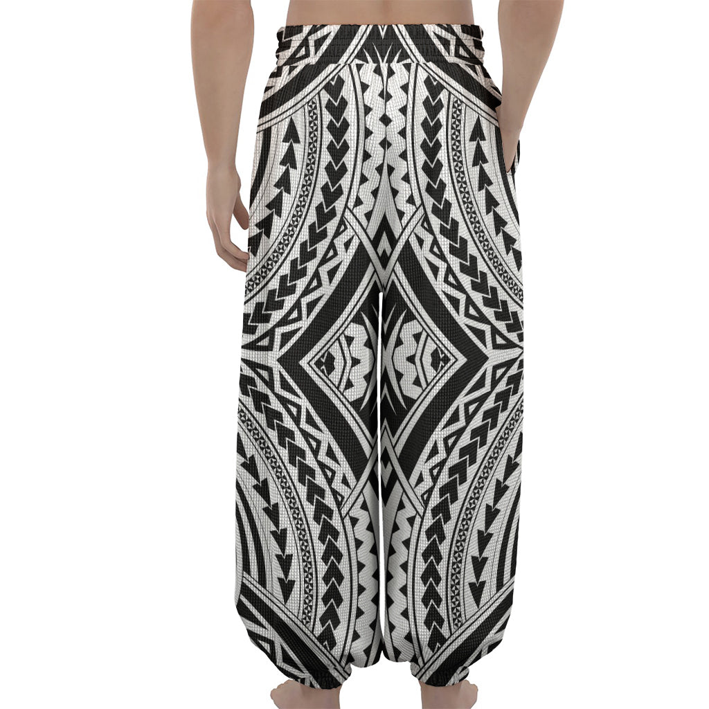 Maori Tribal Polynesian Tattoo Print Lantern Pants