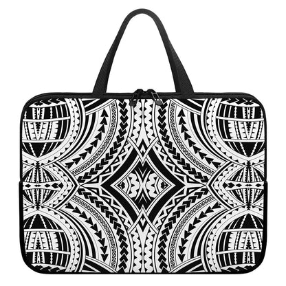 Maori Tribal Polynesian Tattoo Print Laptop Sleeve With Handle
