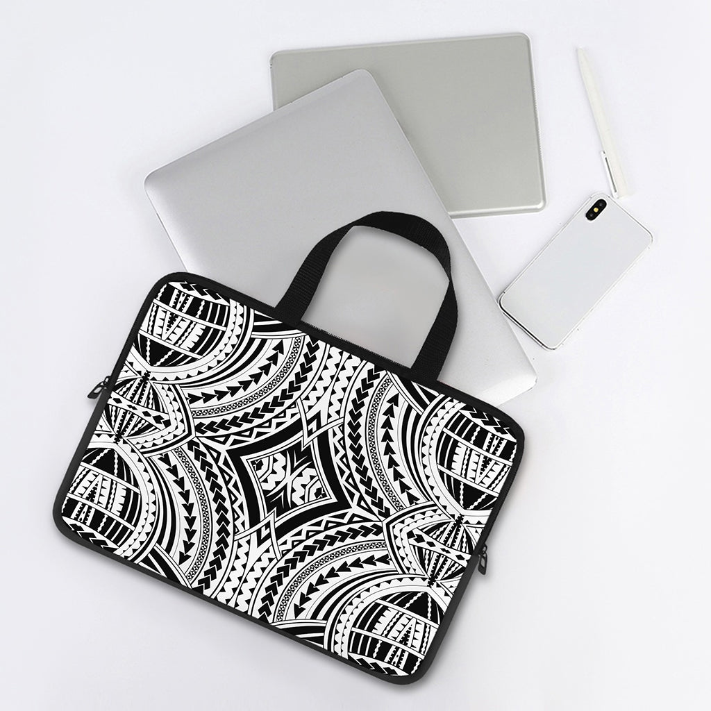Maori Tribal Polynesian Tattoo Print Laptop Sleeve With Handle