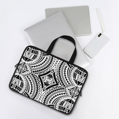 Maori Tribal Polynesian Tattoo Print Laptop Sleeve With Handle