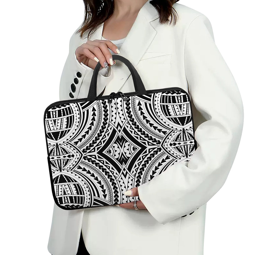 Maori Tribal Polynesian Tattoo Print Laptop Sleeve With Handle