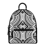 Maori Tribal Polynesian Tattoo Print Leather Backpack