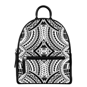 Maori Tribal Polynesian Tattoo Print Leather Backpack