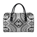 Maori Tribal Polynesian Tattoo Print Leather Duffel Bag