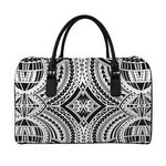 Maori Tribal Polynesian Tattoo Print Leather Duffle Bag