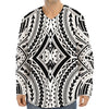 Maori Tribal Polynesian Tattoo Print Long Sleeve Baseball Jersey