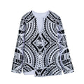 Maori Tribal Polynesian Tattoo Print Long Sleeve Short Coat