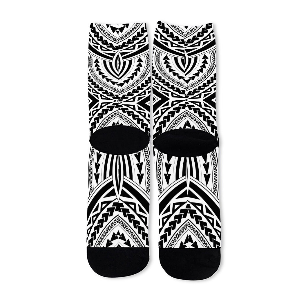 Maori Tribal Polynesian Tattoo Print Long Socks