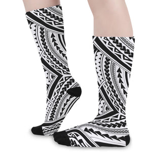 Maori Tribal Polynesian Tattoo Print Long Socks