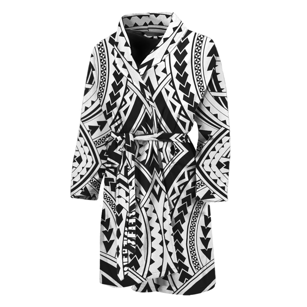 Maori Tribal Polynesian Tattoo Print Men's Bathrobe