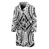 Maori Tribal Polynesian Tattoo Print Men's Bathrobe