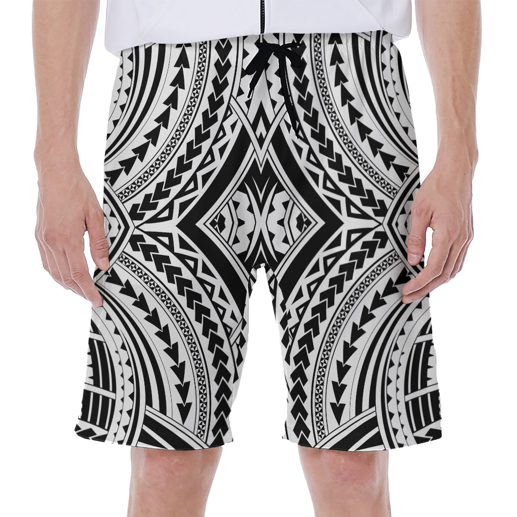 Maori Tribal Polynesian Tattoo Print Men's Beach Shorts