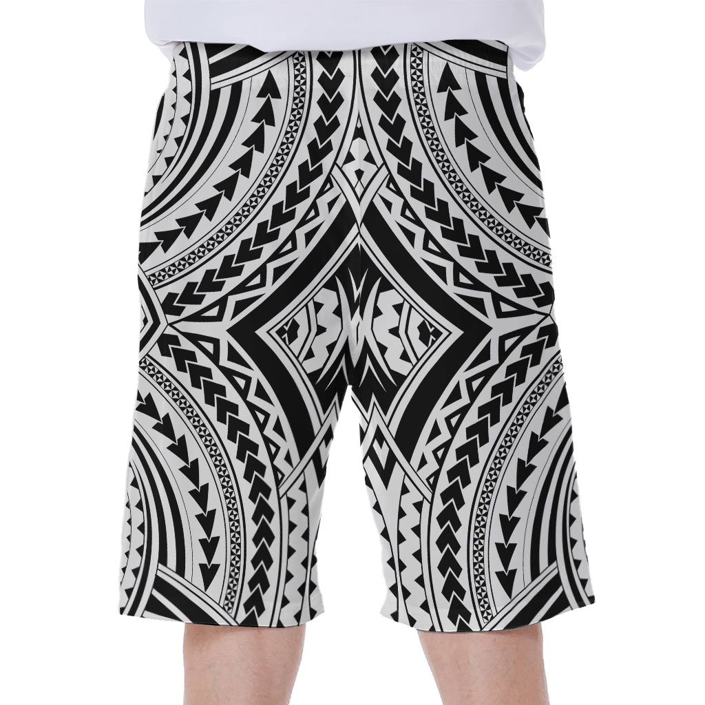 Maori Tribal Polynesian Tattoo Print Men's Beach Shorts