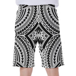 Maori Tribal Polynesian Tattoo Print Men's Beach Shorts