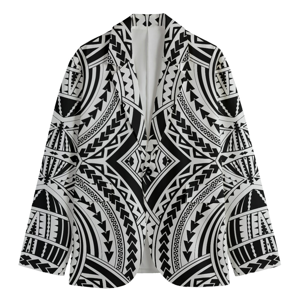 Maori Tribal Polynesian Tattoo Print Men's Blazer