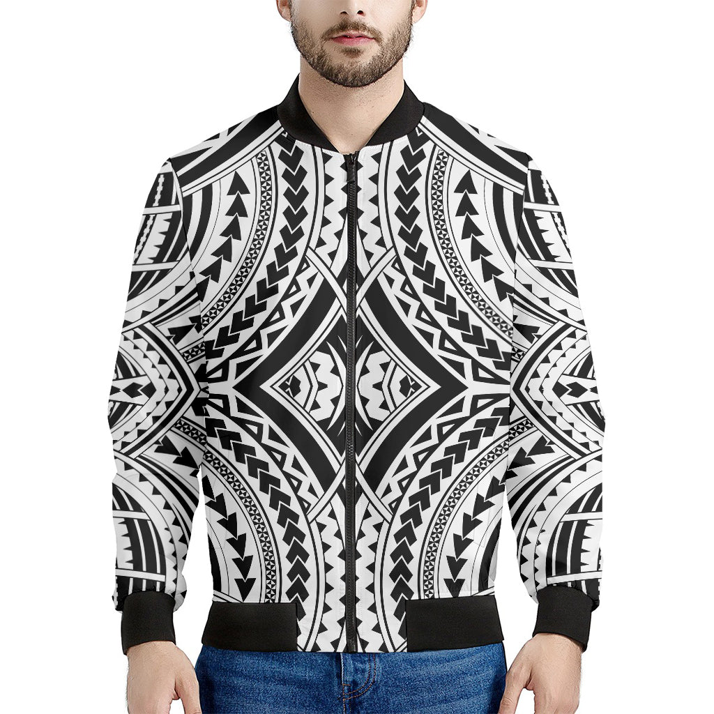 Maori Tribal Polynesian Tattoo Print Men's Bomber Jacket