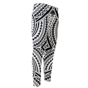 Maori Tribal Polynesian Tattoo Print Men's Compression Pants