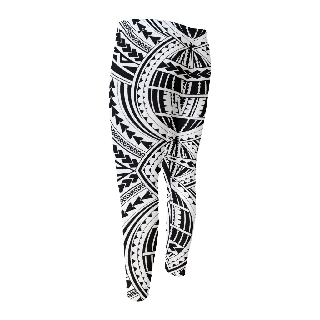 Maori Tribal Polynesian Tattoo Print Men's Compression Pants