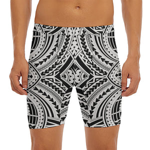 Maori Tribal Polynesian Tattoo Print Men's Long Boxer Briefs