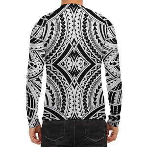 Maori Tribal Polynesian Tattoo Print Men's Long Sleeve Rash Guard