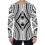 Maori Tribal Polynesian Tattoo Print Men's Long Sleeve T-Shirt