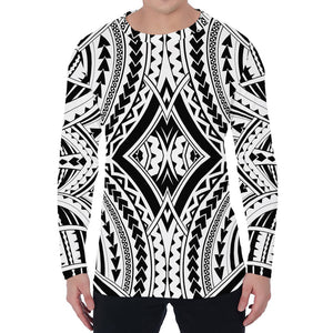 Maori Tribal Polynesian Tattoo Print Men's Long Sleeve T-Shirt