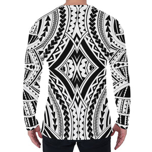 Maori Tribal Polynesian Tattoo Print Men's Long Sleeve T-Shirt