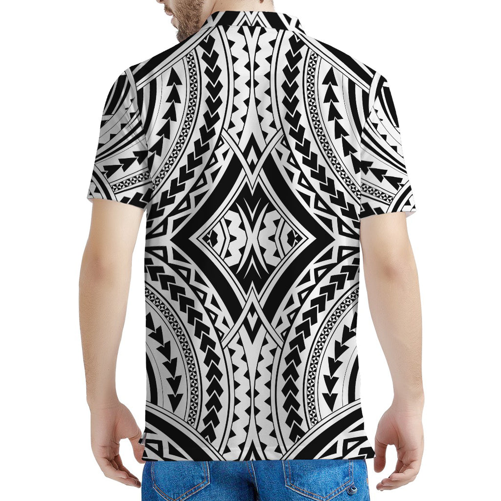 Maori Tribal Polynesian Tattoo Print Men's Polo Shirt