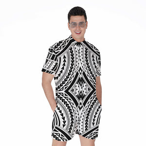 Maori Tribal Polynesian Tattoo Print Men's Rompers