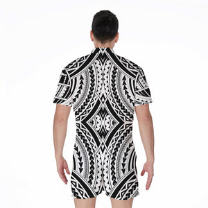 Maori Tribal Polynesian Tattoo Print Men's Rompers