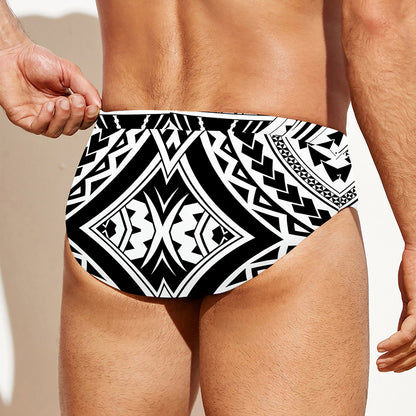 Maori Tribal Polynesian Tattoo Print Men's Swim Briefs