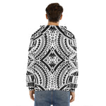 Maori Tribal Polynesian Tattoo Print Men's Velvet Pullover Hoodie