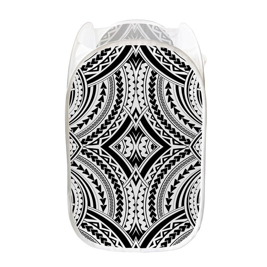 Maori Tribal Polynesian Tattoo Print Mesh Laundry Hamper